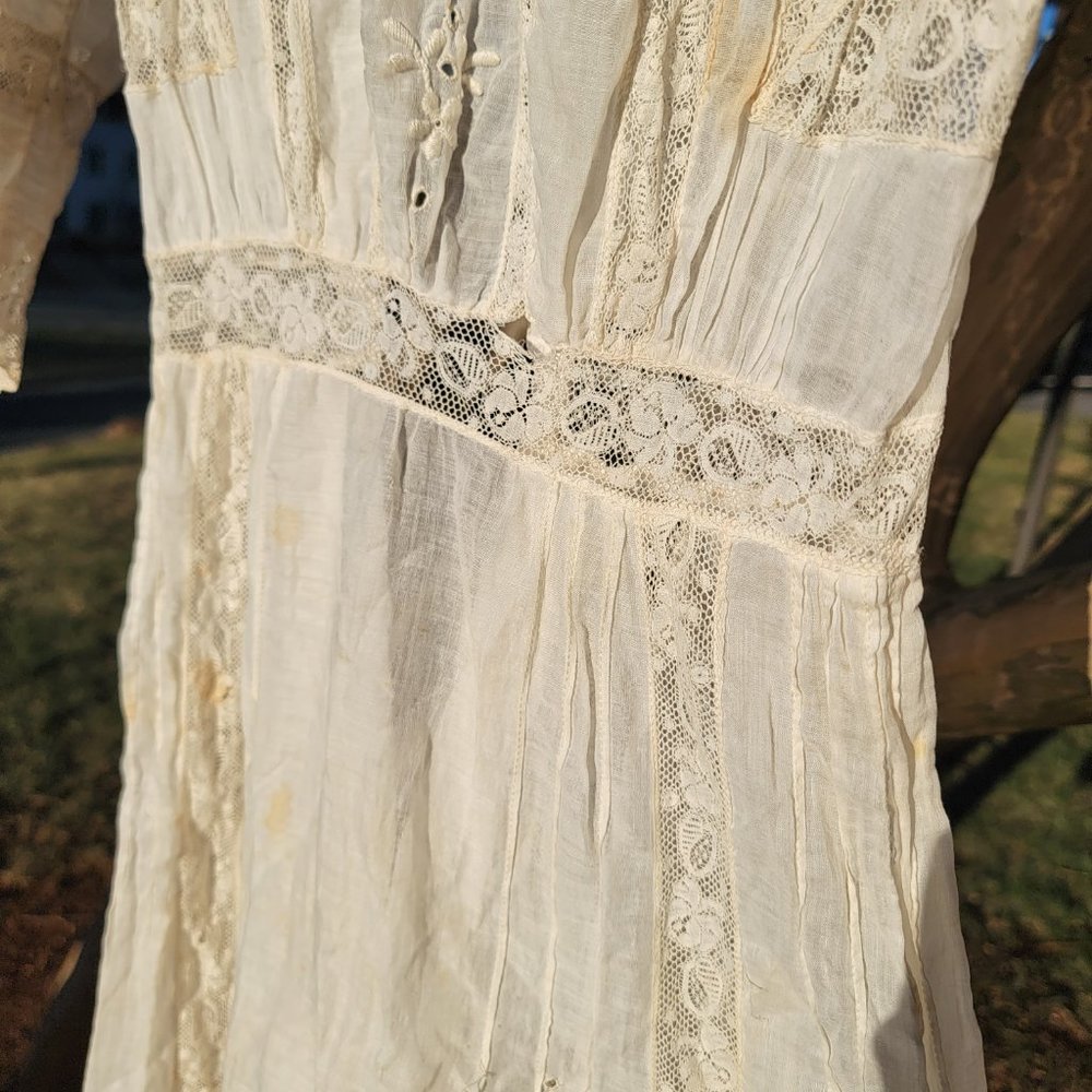 Hand Embroidered Antique Victorian Two Piece Dress Set